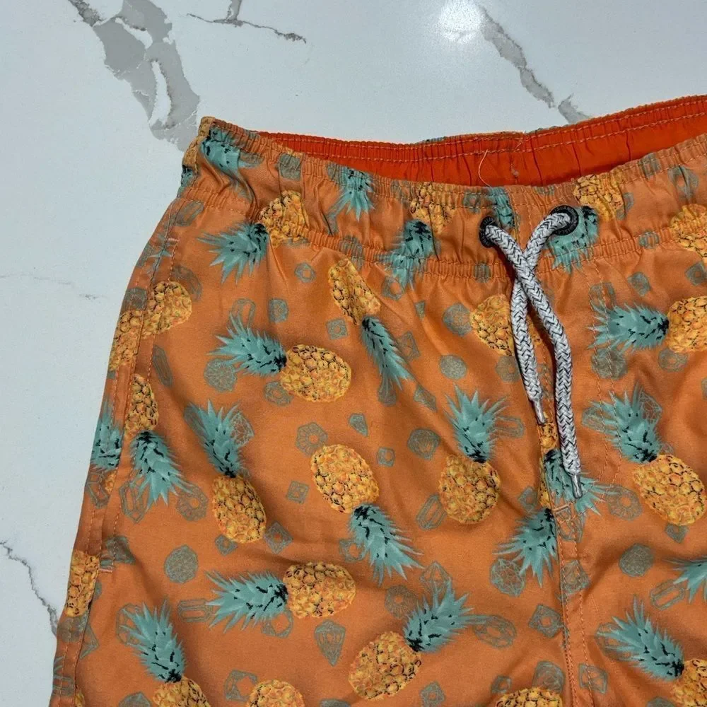 Island Haze Big Boys ORANGE PINEAPPLE SWIM TRUNKS Board Shorts Size 14